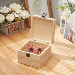 EONLION 19.5x19.5x10cm Finish Wooden Storage Box in Natural - Size: 500mm - thumbnail 3