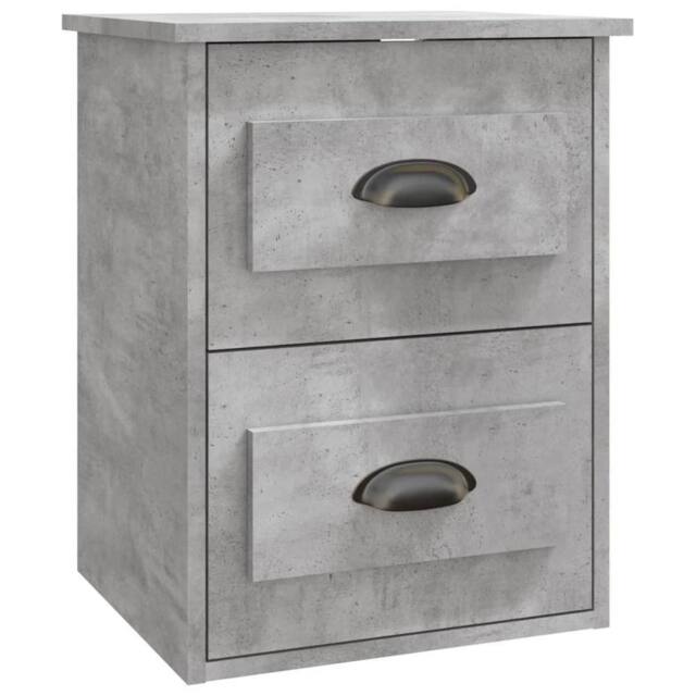 Berkfield Home Wall-mounted Bedside Cabinet Concrete Grey 41.5x36x53cm - Size: 41.5x36x53 cm - image 1
