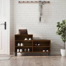 Berkfield Home Shoe Cabinet Brown Oak 102x36x60 cm Engineered Wood - Size: 102 x 36 x 60 cm - thumbnail 2