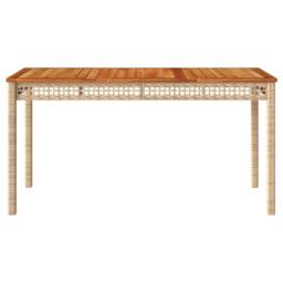Berkfield Home Garden Table Beige 140x80x75 cm Poly Rattan Acacia Wood - Size: 140 x 80 x 75 cm - thumbnail 4