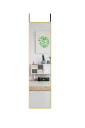 Living and Home 37cm W x 147cm H Gold Frame Over the Door Full Length Mirror - Size: 37 cm W x 147 cm H - thumbnail 2
