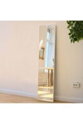 Living and Home 37cm W x 147cm H Gold Frame Over the Door Full Length Mirror - Size: 37 cm W x 147 cm H - thumbnail 1