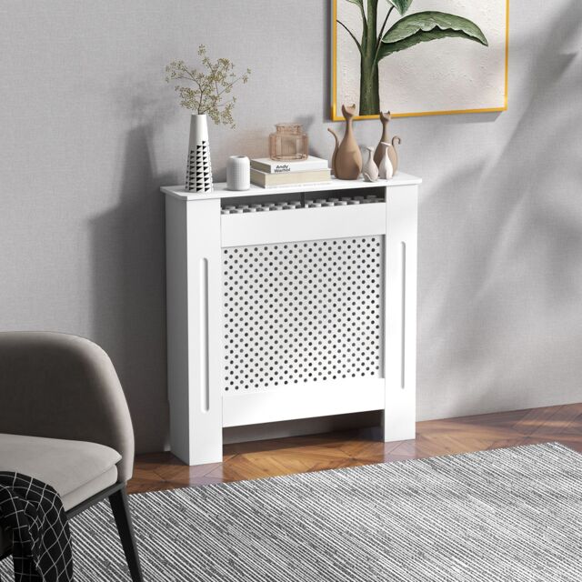 HOMCOM Radiator Cover White 3 Sizes Available MDF Solid Modern Home Design - image 1