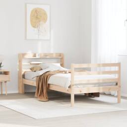 Berkfield Home Beautiful Bed Frame with Headboard without Mattress 90x200 cm in Light Oak - thumbnail 2