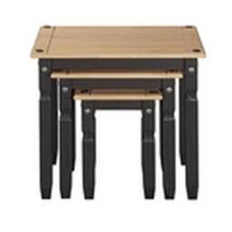 EONLION Charcoal Black Mexican Pine 3 Piece Nest of Tables in Brown - thumbnail 2