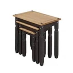 EONLION Charcoal Black Mexican Pine 3 Piece Nest of Tables in Brown - thumbnail 3