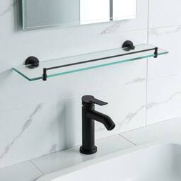 Showerdrape Modernity 500mm Black Stainless Steel Wall Mounted Frosted Glass Vanity Shelf