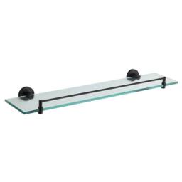 Showerdrape Modernity 500mm Black Stainless Steel Wall Mounted Frosted Glass Vanity Shelf - thumbnail 3