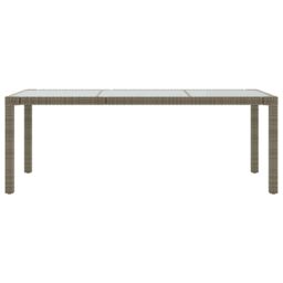 Berkfield Home Garden Table Grey 190x90x75 cm Tempered Glass & Poly Rattan - Size: 190 x 90 x 75 cm - thumbnail 3