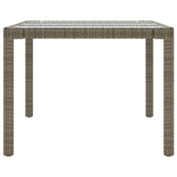 Berkfield Home Garden Table Grey 190x90x75 cm Tempered Glass & Poly Rattan - Size: 190 x 90 x 75 cm - thumbnail 4