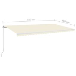 Berkfield Home Manual Retractable Awning with LED 600x350 cm Cream in Beige - thumbnail 6
