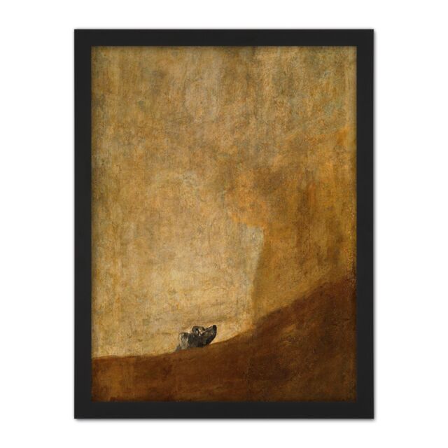 "Artery8 Wall Art Print Goya Dog Painting Large Framed Wall Décor Art in Black - Size: W18"" x H24""" - image 1