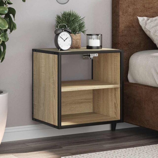 Berkfield Home Wall-mounted Bedside Cabinet Sonoma Oak 40x31x39.5 cm in Brown - image 1