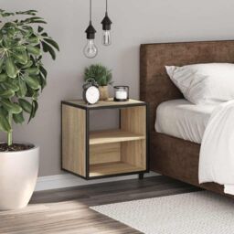Berkfield Home Wall-mounted Bedside Cabinet Sonoma Oak 40x31x39.5 cm in Brown - thumbnail 3