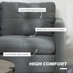 HOMCOM 133cm 2 Seater Sofa for Living Room Loveseat Sofa with Steel Legs in Dark Grey - thumbnail 5