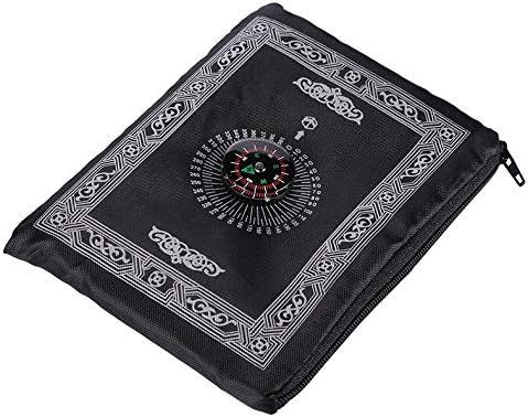 KAV Waterproof Pocket Prayer Mat with Compass - Ideal Travel Prayer Rug for Muslims in Black - Size: 110 cm x 60 cm - image 1