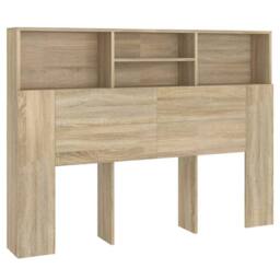 Berkfield Home Headboard Cabinet Sonoma Oak 140x19x103.5 cm in Brown - thumbnail 3