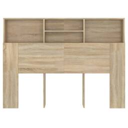 Berkfield Home Headboard Cabinet Sonoma Oak 140x19x103.5 cm in Brown - thumbnail 5