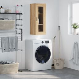 Berkfield Home Wall Mounted Cabinet Sonoma Oak 34.5x34x90 cm in Brown - thumbnail 1