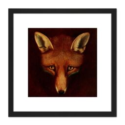 Artery8 Reinagle Renard Fox Book illustration Recreation Painting 8X8 Inch Square Wooden Framed Wall Art Print Picture with Mount in Black - thumbnail 1