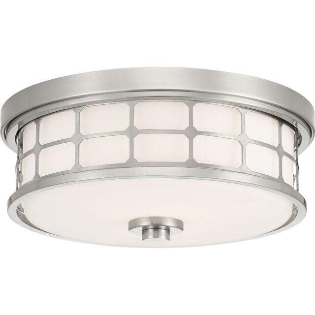 Loops 2 Bulb Flush Light Low Ceiling Brushed Nickel LED E27 60W Bulb in Metallics