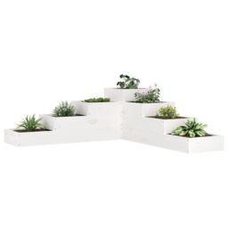 Berkfield Home Garden Planter 4-Tier 106x104.5x36 cm White Solid Wood Pine