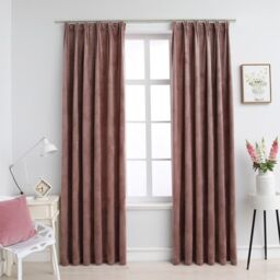 Berkfield Home Blackout Curtains 2pcs with Hooks Velvet Antique Pink 140x175cm - Size: 140x175 cm