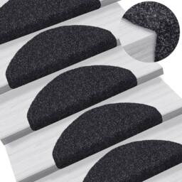 Berkfield Home Self-adhesive Stair Mats 10 pcs Black 65x21x4 cm Needle Punch - Size: Medium - thumbnail 1