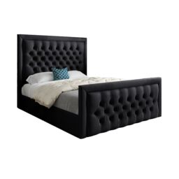 Casani Rovigo Upholstered Soft Velvet Bed Frame in Black - Size: Small Single - thumbnail 5