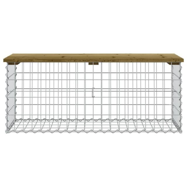 Berkfield Home Beautiful Garden Bench Gabion Design 103x44x42 cm Impregnated Woo in Brown - Size: 103 x 44 x 42 cm - image 1