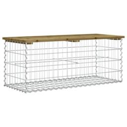 Berkfield Home Beautiful Garden Bench Gabion Design 103x44x42 cm Impregnated Woo in Brown - Size: 103 x 44 x 42 cm - thumbnail 5