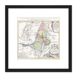 Artery8 Map Antique 1750 Homann Heirs Palestine 12 Tribes Replica 8X8 Inch Square Wooden Framed Wall Art Print Picture with Mount in Black - thumbnail 1