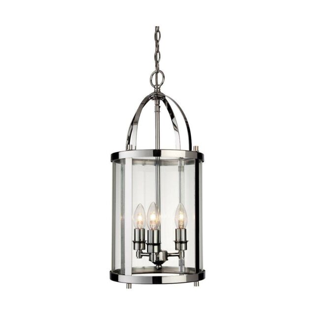 Netlighting Imperial 3 Light Round Ceiling Pendant Lantern Chrome E14 in Grey