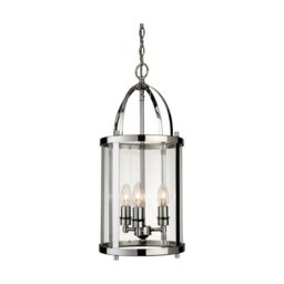 Netlighting Imperial 3 Light Round Ceiling Pendant Lantern Chrome E14 in Grey