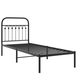 Berkfield Home Metal Bed Frame without Mattress with Headboard Black 80x200cm - Size: 80x200 cm - thumbnail 3