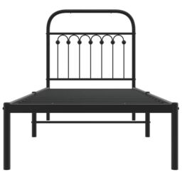 Berkfield Home Metal Bed Frame without Mattress with Headboard Black 80x200cm - Size: 80x200 cm - thumbnail 4