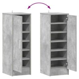 Berkfield Home Shoe Cabinet Concrete Grey 32x35x92 cm Engineered Wood - Size: 32 x 35 x 92 cm - thumbnail 8