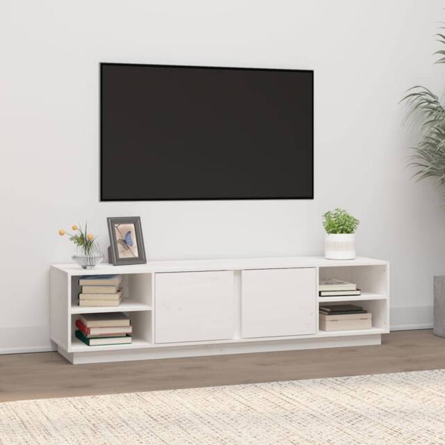 Berkfield Home TV Cabinet White 156x40x40 cm Solid Wood Pine - Size: 156 x 40 x 40 cm - image 1