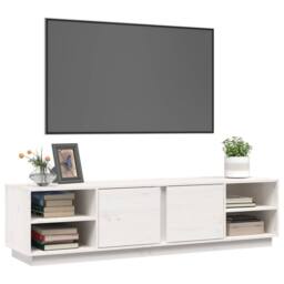 Berkfield Home TV Cabinet White 156x40x40 cm Solid Wood Pine - Size: 156 x 40 x 40 cm - thumbnail 4