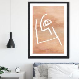 ARTZE Picasso Style Abstract Terracotta Face Framed Print SIZE: A3 with Black Frame - Size: A4 - thumbnail 2