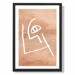 ARTZE Picasso Style Abstract Terracotta Face Framed Print SIZE: A3 with Black Frame - Size: A4