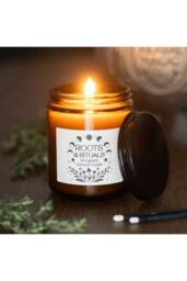 KDMD Roots & Rituals Evergreen Amber Glass Candle - Forest Scent, 22H Burn - thumbnail 1
