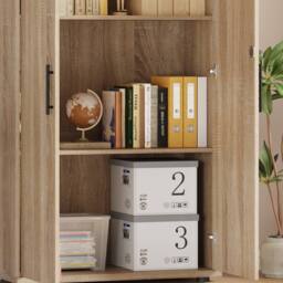Moderna Oak 2 Door Locking Storage Cabinet Filing Cupboard Office Utility Unit in Brown - thumbnail 7