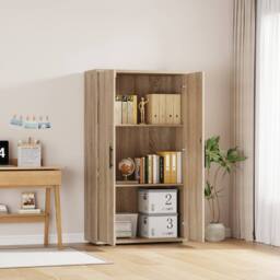 Moderna Oak 2 Door Locking Storage Cabinet Filing Cupboard Office Utility Unit in Brown - thumbnail 6