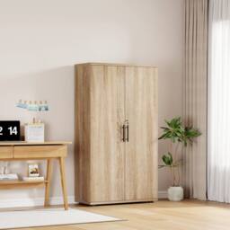Moderna Oak 2 Door Locking Storage Cabinet Filing Cupboard Office Utility Unit in Brown - thumbnail 5