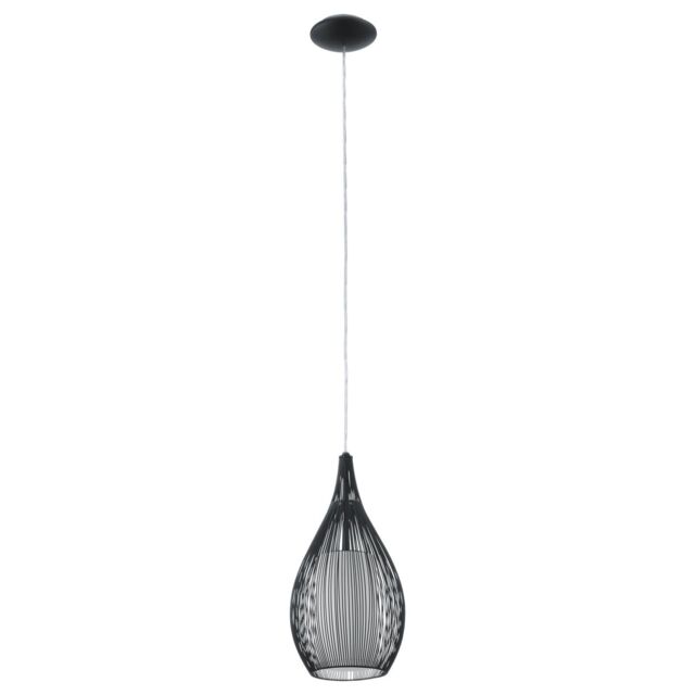 Loops Pendant Light Colour Black Shade Black White Satin Glass Steel Bulb E27 1x60W - image 1