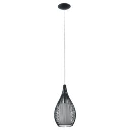 Loops Pendant Light Colour Black Shade Black White Satin Glass Steel Bulb E27 1x60W