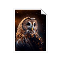 "Warren Reed - Designer Tawny Owl Face Splashart Dark Background Unframed Art Print - Size: W20"" x H30""" - thumbnail 2