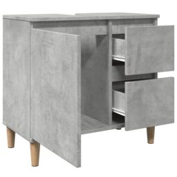 Berkfield Home Sink Cabinet Concrete Grey 65x33x60 cm Engineered Wood - Size: 65 x 33 x 60 cm - thumbnail 5