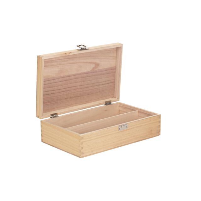 Red Hamper Two Bottle Clear Varnish Wooden Box in Brown - image 1